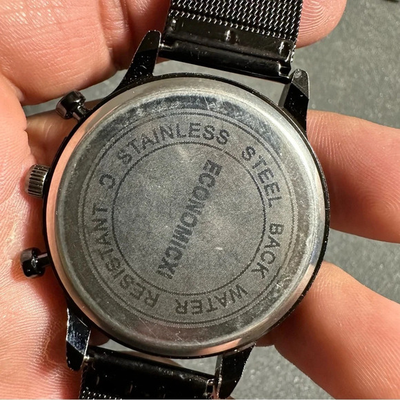 Economicxi mens quartz fashion watch black case strap and dial date just working - Picture 9 of 10